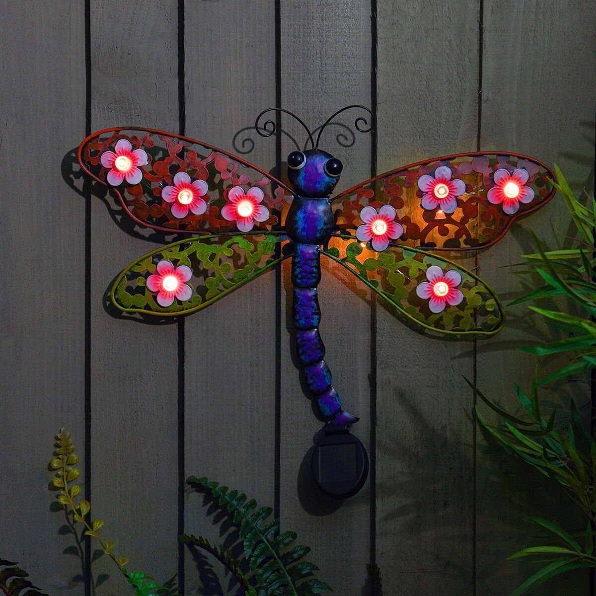 Solar Metal Dragonfly Fence Decoration Light image 5