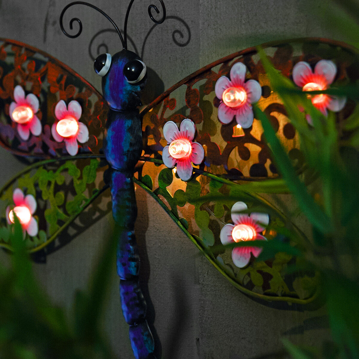 Solar Metal Dragonfly Fence Decoration Light image 4