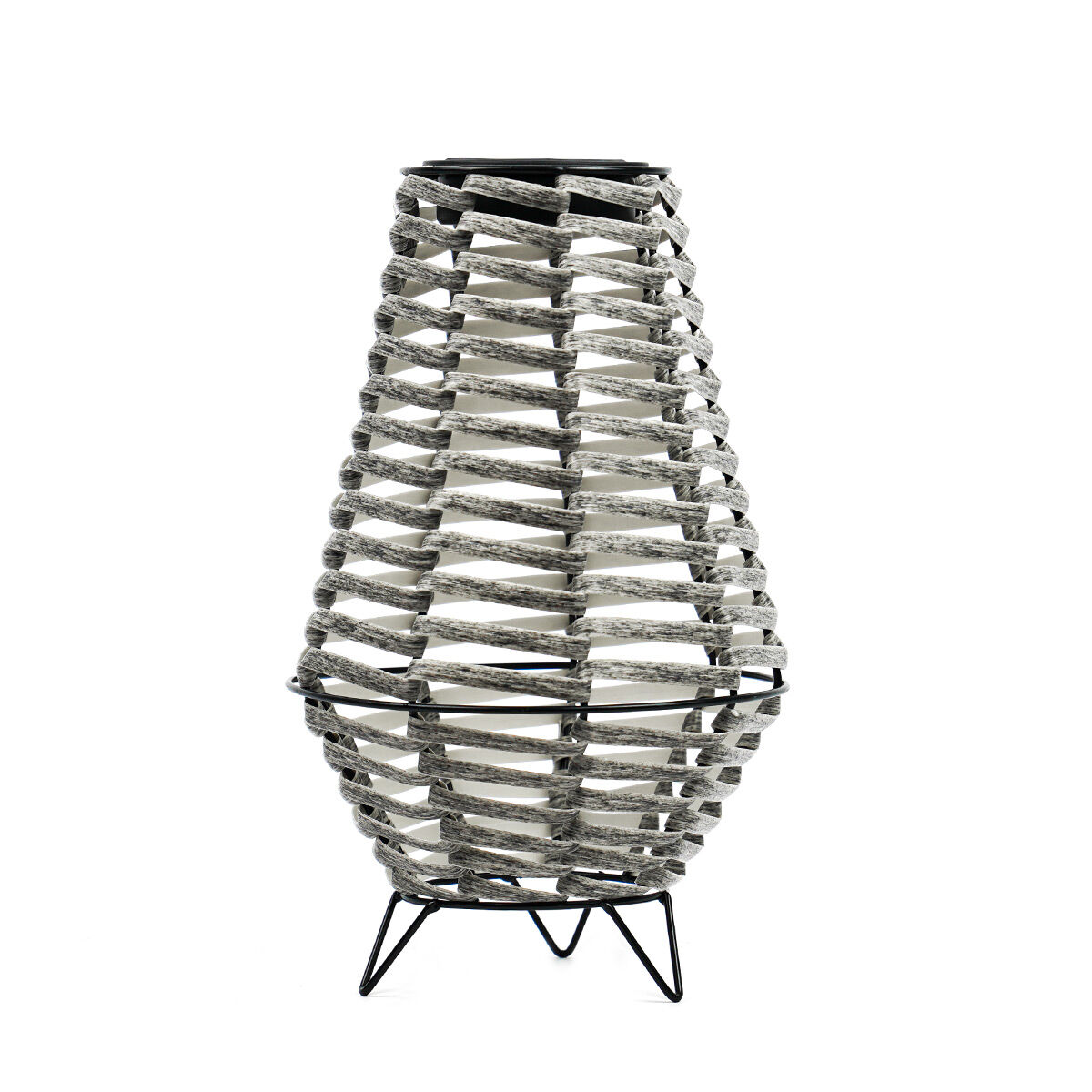 31cm Solar Grey Rattan Style Table Lantern image 7
