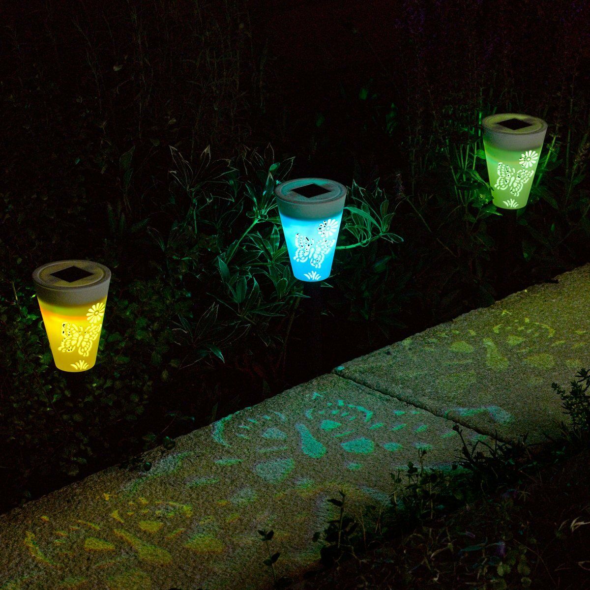 Silhouette Solar Stake Lights, Colour Changing LED, 6 Pack image 3