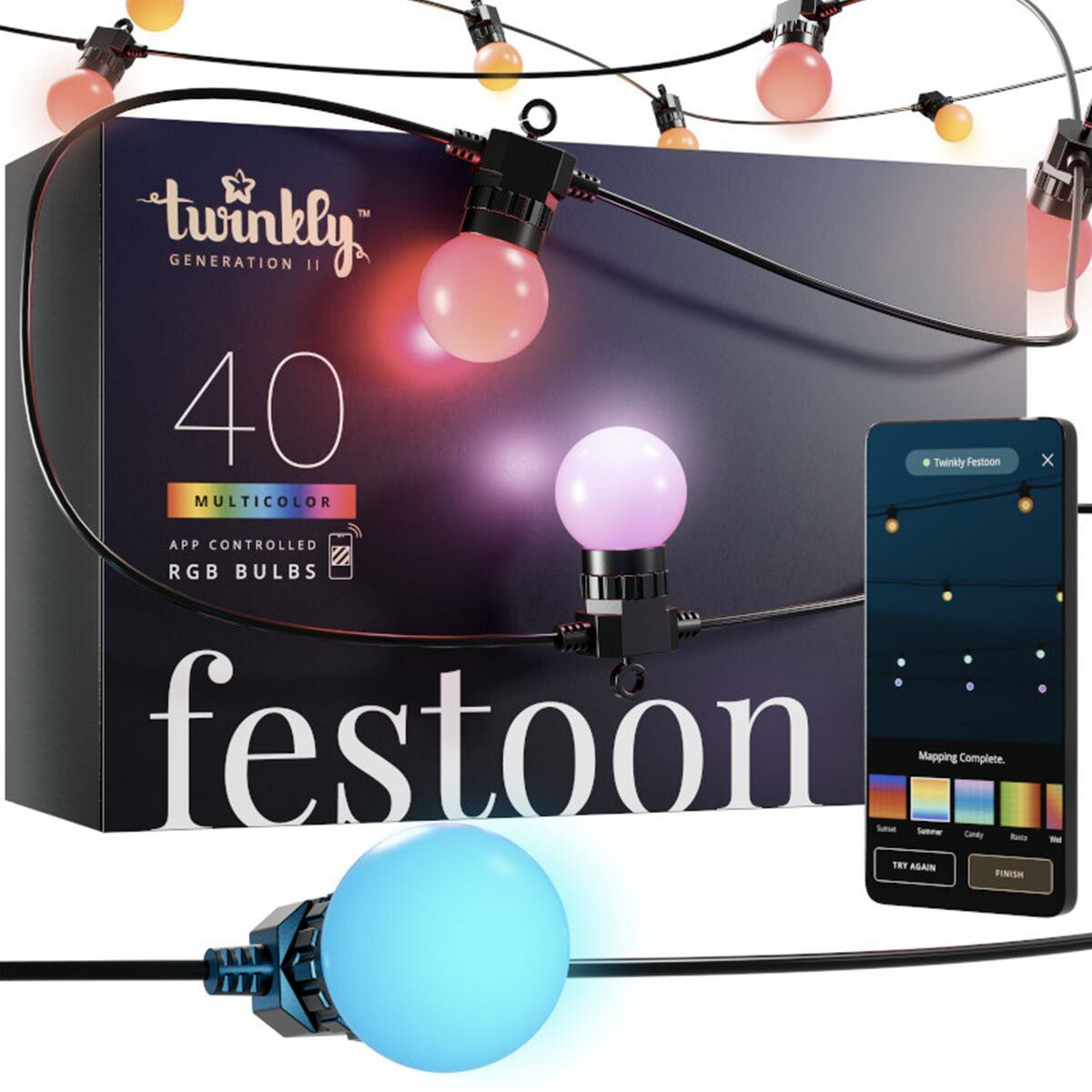 Smart App Controlled Twinkly Festoon Lights - Gen II image 1