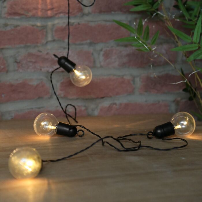 Outdoor Festoon Lights with Timer 4.5m Battery Powered LED Frosted Bulbs 