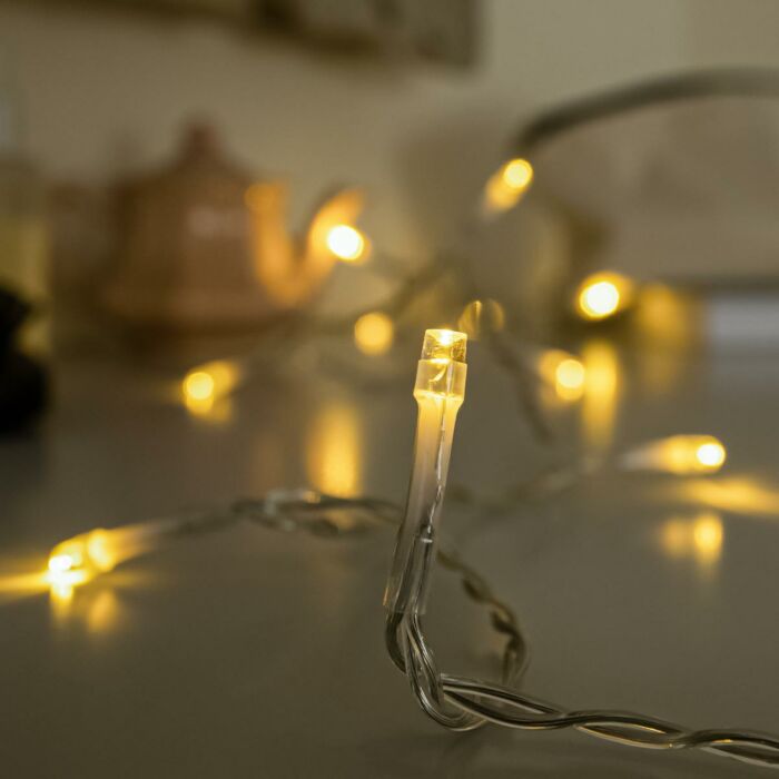 Amber Festive Lights 40 LED Fairy String Lights on 3.2m Clear Cable by 