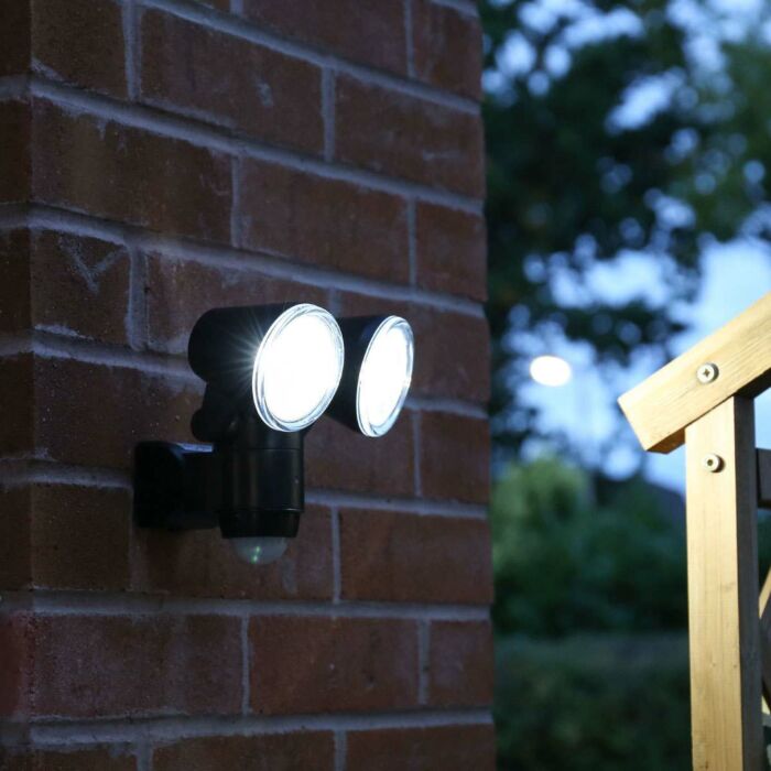 Double Outdoor Motion Sensor PIR Security Bright LED Home Wall Twin Spot Light 