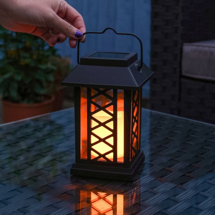 Festive Lights Garden Candle Lantern Solar Powered Flickering Effect Light Decor 