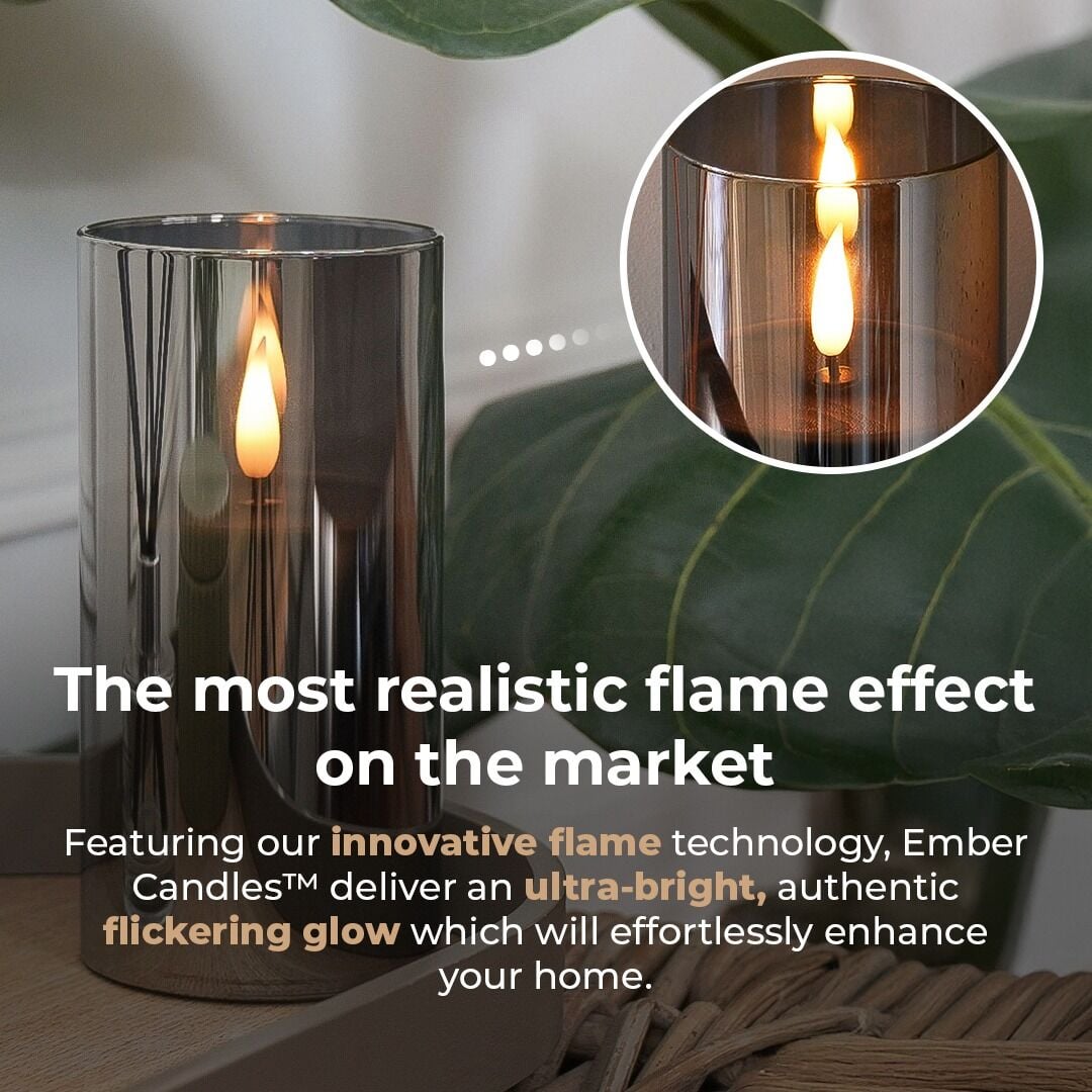 Ember™ Smoked Glass Hurricane LED Candle 12.5cm image 4