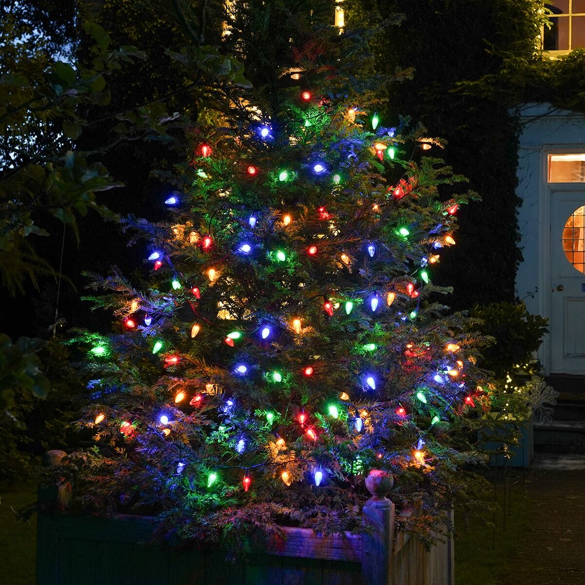 10m Multi Colour 50 LED Connectable Pinecone String Lights on Black Rubber Cable image 1