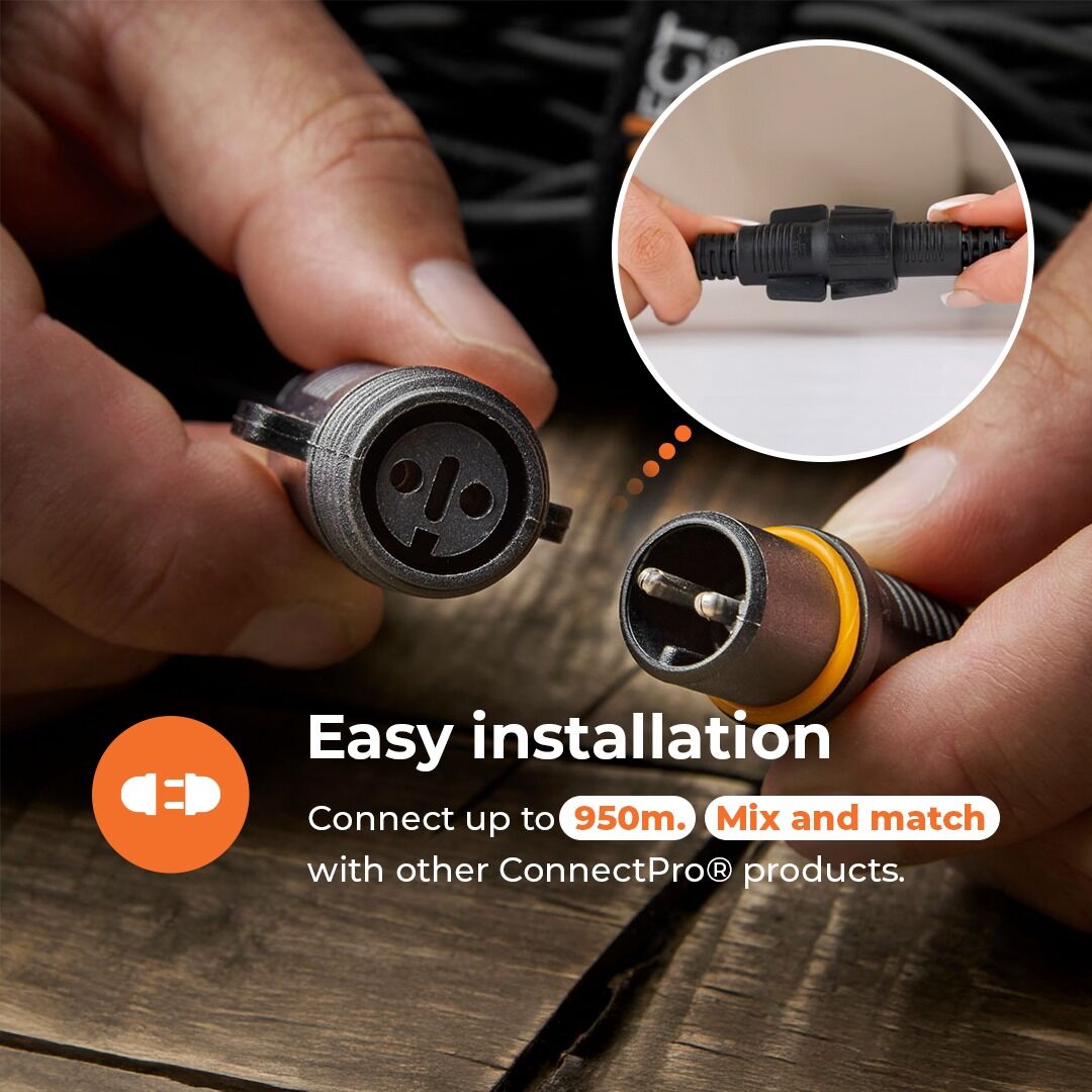 Connectable Festoon Lights with Frosted Bulbs on Black Rubber Cable image 5