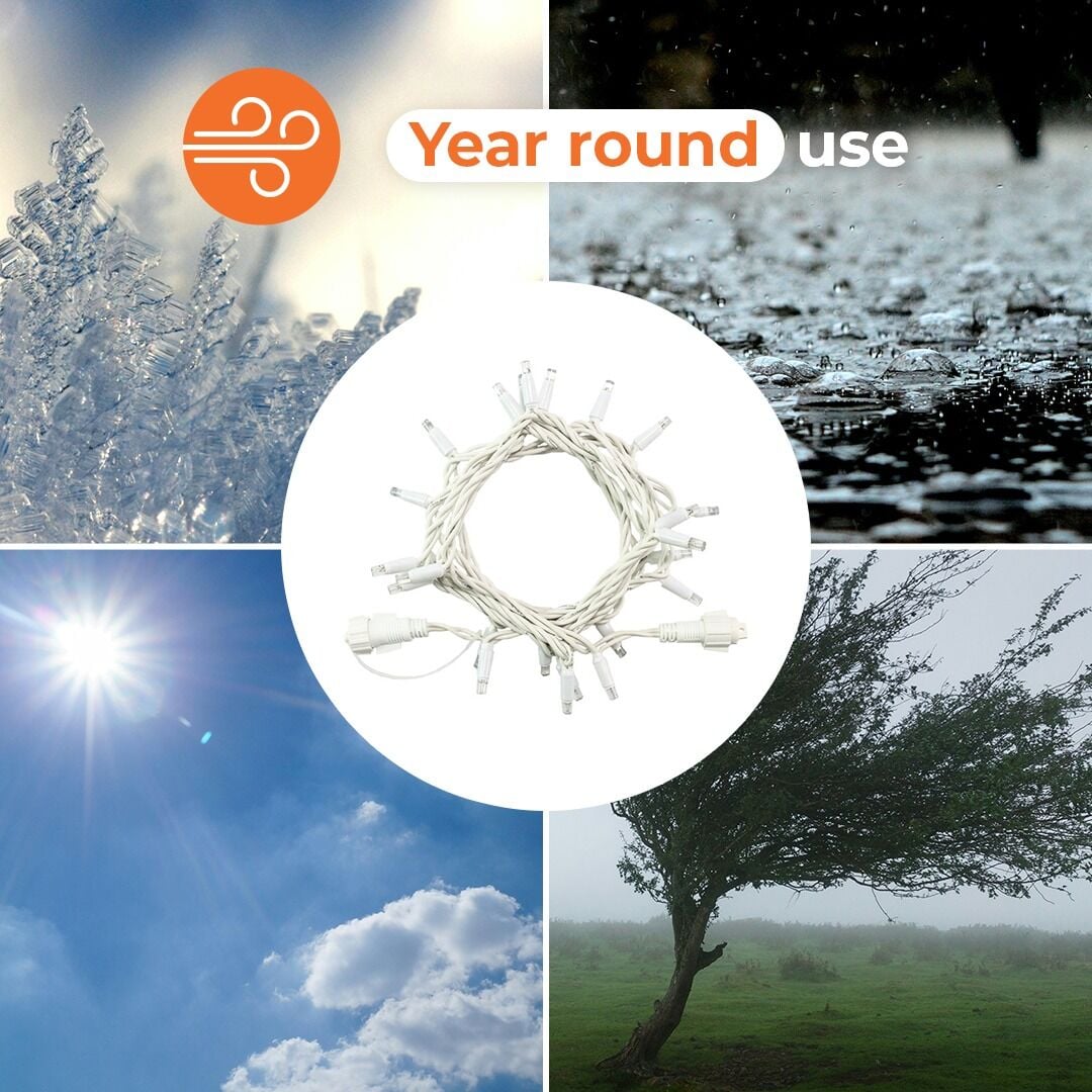 3M Warm White String Lights, Connectable, 24 LEDs, White Rubber Cable image 7