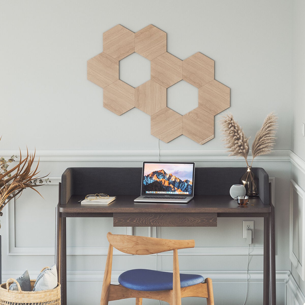 nanoleaf shapes 木目調 Nanoleaf Shapes Wood Effect Hexagons Extension Kit - 3 Light Panels