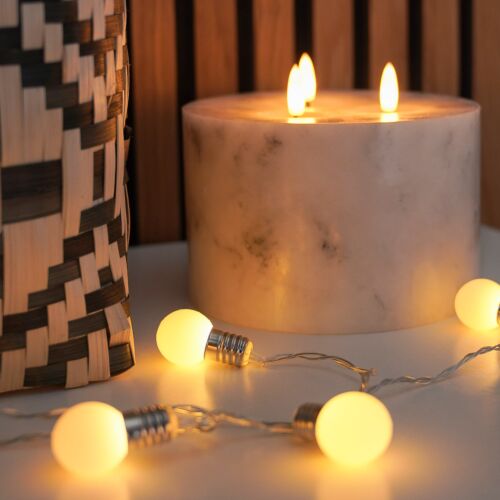 Battery Frosted Mini Festoon Bulb Fairy Lights, 10 Warm White LEDs