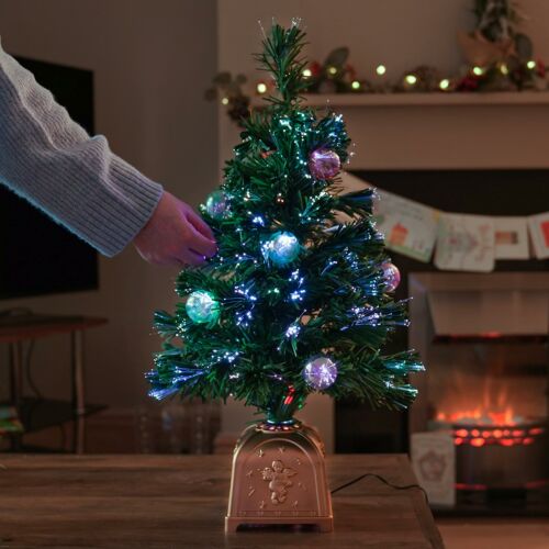 4/5/6/7" Christmas Tree Pre-Lit Fiber Optic Artificial Xmas LED Light Decoration 