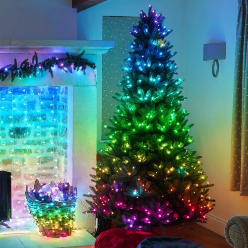 2ft Pre Lit Fibre Optic Christmas Tree With BaublesPlug In LED Indoor Pre Lit 