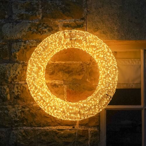 60cm Wire Outdoor Christmas Wreath With 1680 Warm White Micro LEDs