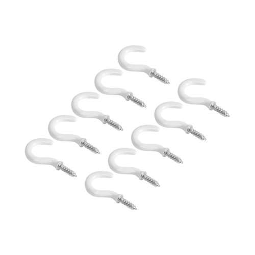 Outdoor White Cup Hooks for Walls and Ceilings, 10 Pack