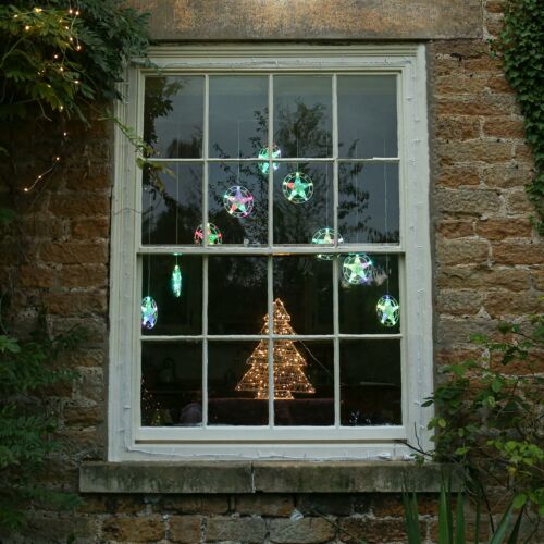 1.2m  White and Colour Changing Star Curtain Light Christmas Window Decoration