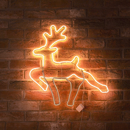 60cm Neon Flex Running  Reindeer Silhouette