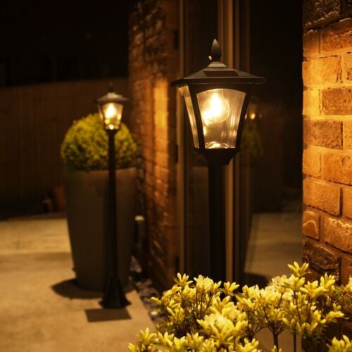 Solar Filament Effect LED Security Lamp Post, 1.2m, 2 Pack