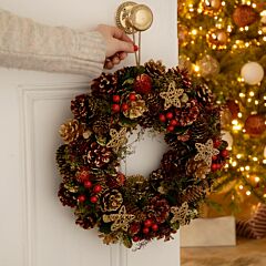36cm Red and Gold Berry Christmas Wreath