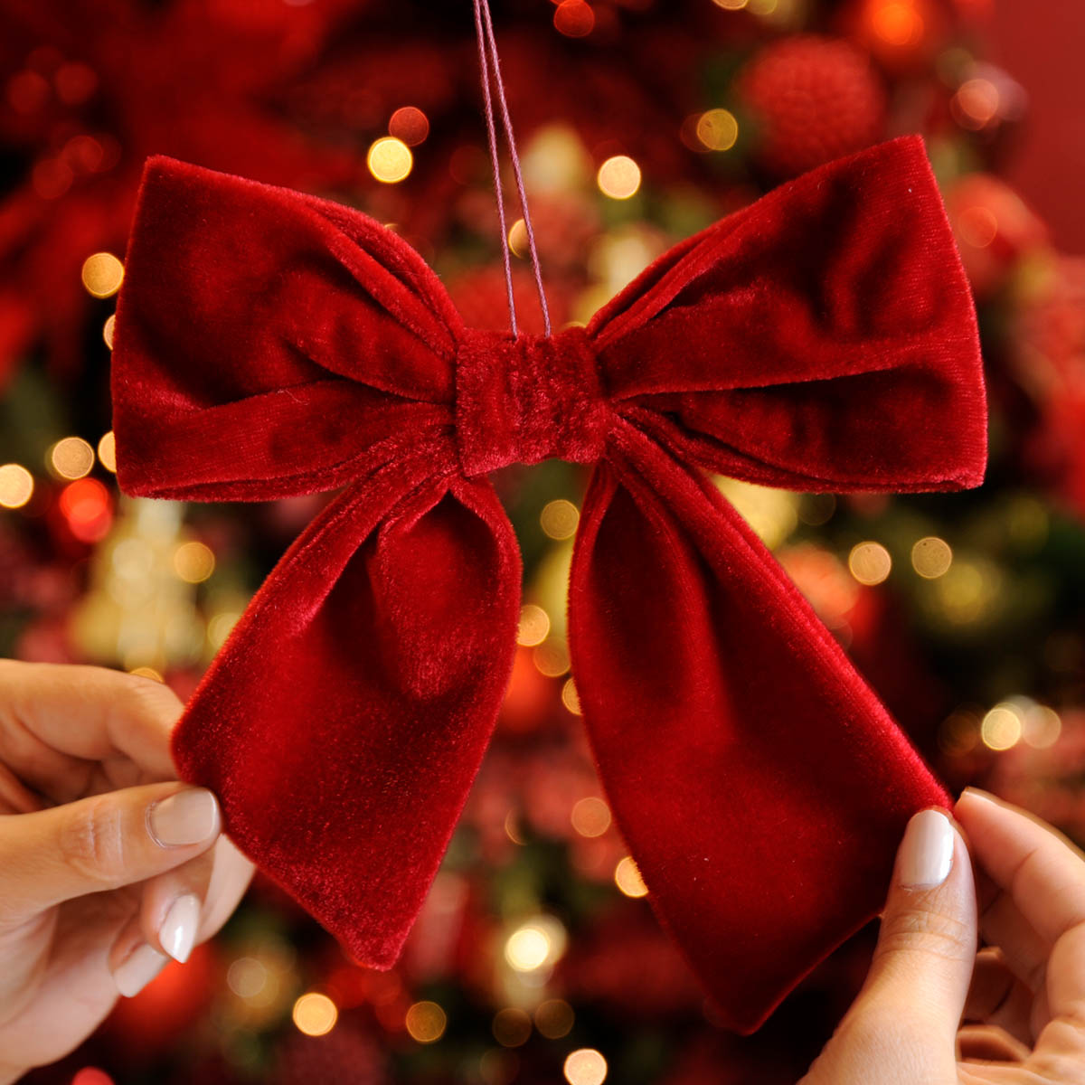 18cm Red Velvet Bow Christmas Tree Decoration