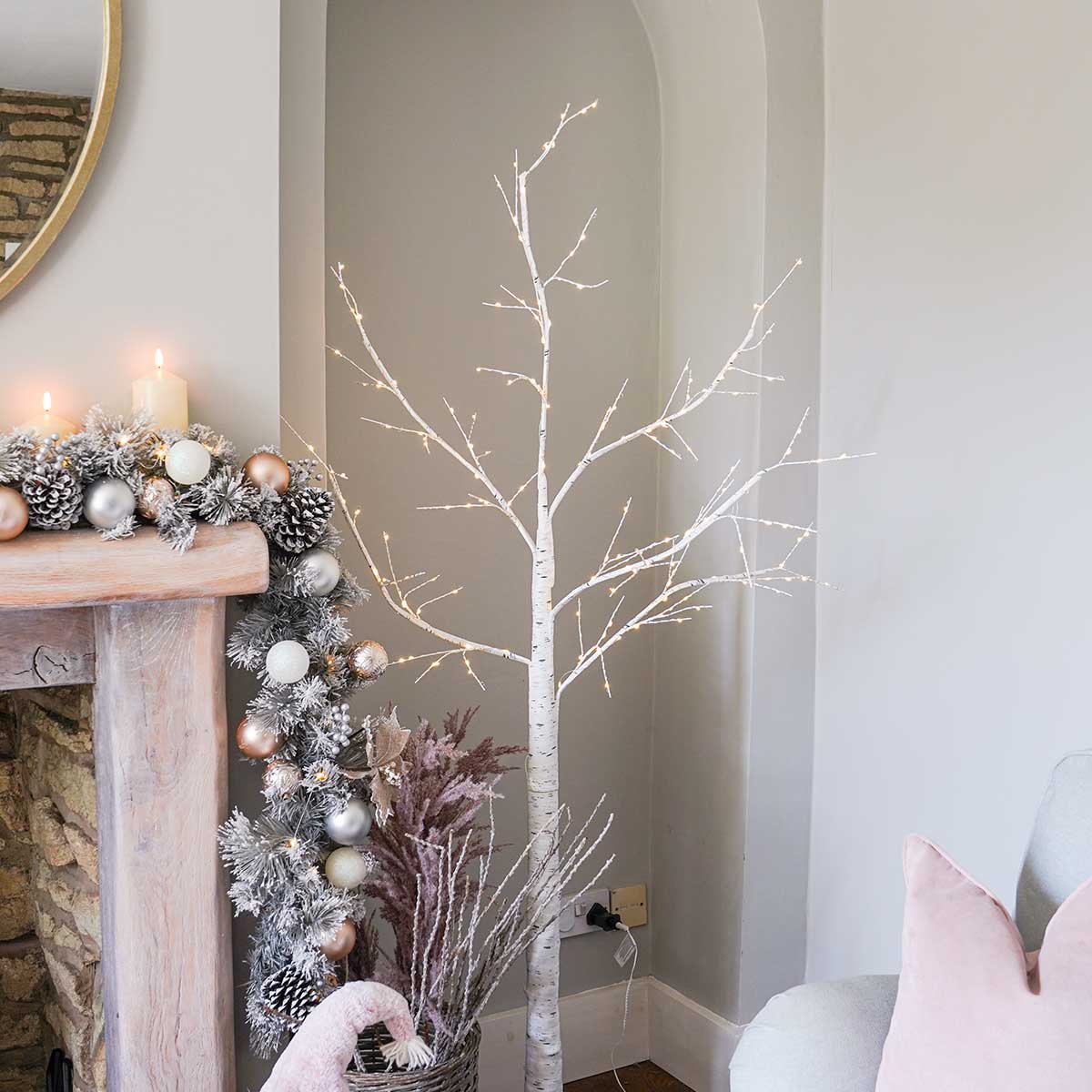 6Ft 72LED Silver Birch Tree Light W/ Icicle Twinkling Flexible Christmas Decor 