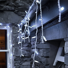 White outdoor Christmas Icicle lights